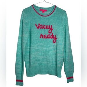 Lilly Pulitzer Rollins Sweater Surf Blue Vacay Ready Intarsia Size Medium